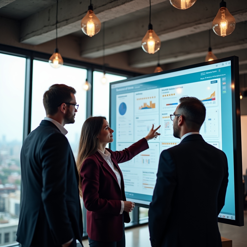 Команда анализирует отзывы клиентов на рабочей сессии